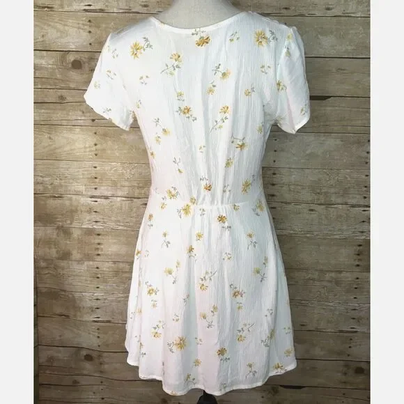 LOTTIE MOSS DEEP PLUNGE CASUAL WILDFLOWER COUNTRY ULTRA MINI DRESS SIZE MEDIUM - Picture 4 of 4